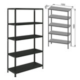 Стеллаж металлический BRABIX "ГРАФИТ MS KD-180/40-5", лофт, 1800х1000х400 мм, 5 полок, 291269