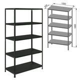 Стеллаж металлический BRABIX "ГРАФИТ MS KD-180/50-5", лофт, 1800х1000х500 мм, 5 полок, 291270