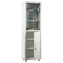 Шкаф медицинский 1-створчатый HILFE &laquo;МД 1 1650/<wbr/>SG&raquo; 1755&times;500&times;320 мм, стекло, белый