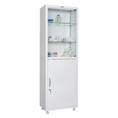 Шкаф медицинский 1-створчатый HILFE &laquo;МД 1 1760/<wbr/>SG&raquo; 1850&times;600&times;400 мм, стекло, белый