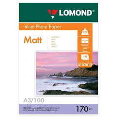 Фотобумага матовая БОЛЬШОГО ФОРМАТА, A3, 170 г/<wbr/>м<sup>2</sup>, двусторонняя, 100 листов, LOMOND, 0102012