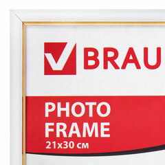 Рамка 21&times;30 см, пластик, багет 12 мм, BRAUBERG &laquo;HIT2&raquo;, белая с золотом, стекло, 390949