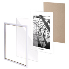 Рамка 21&times;30 см небьющаяся, багет 14,6 мм, пластик, BRAUBERG &laquo;Original Line&raquo;, белая/<wbr/>золото, 391236