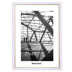 Рамка 21&times;30 см небьющаяся, багет 14,6 мм, пластик, BRAUBERG &laquo;Original Line&raquo;, белая/<wbr/>золото, 391236