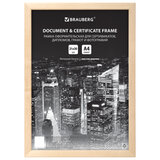 Рамка 21х30 см, дерево, багет 14 мм, BRAUBERG "Elegant", цвет натуральный, акриловый экран, 391296