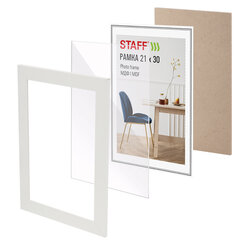 Рамка 21&times;30 см, небьющаяся, багет 30 мм, МДФ, STAFF &laquo;Style&raquo;, белая, 391337