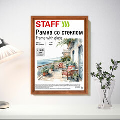 Рамка 21&times;30 см со стеклом, багет 17 мм дерево, STAFF &laquo;Classic&raquo;, темно-коричневая, 391363