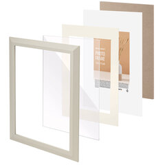 Рамка 21&times;30 см с паспарту 13&times;18 см, небьющаяся, аналог IKEA, багет 26 мм, МДФ, BRAUBERG &laquo;Zool&raquo;, серая, 391377