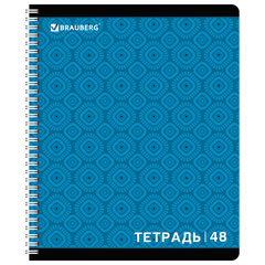Тетрадь А5, 48 л., BRAUBERG, гребень, клетка, обложка картон, МОНОХРОМ 2, 402046