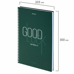 Тетрадь А4, 120 л., BRAUBERG, гребень, клетка, обложка твердая, &laquo;Good Luck&raquo;, 404074