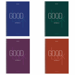 Тетрадь А4, 120 л., BRAUBERG, гребень, клетка, обложка твердая, &laquo;Good Luck&raquo;, 404074
