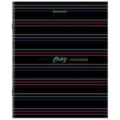Тетрадь А5, 96 л., BRAUBERG, скоба, клетка, глянцевая ламинация, &laquo;Color Stripes&raquo;, 404430