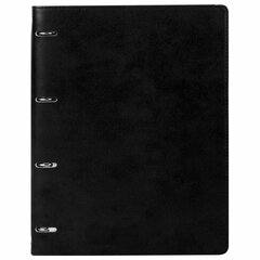 Тетрадь на кольцах БОЛЬШАЯ А4 (240&times;310 мм), 120 листов, под кожу, клетка, BRAUBERG &laquo;Main&raquo;, черный, 404509