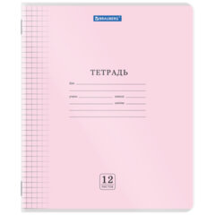 Тетрадь пластиковая обложка (прозрачная) 12 листов, клетка, BRAUBERG &laquo;Smart Cover&raquo;, АССОРТИ (микс в спайке), 405022
