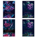 Тетрадь А4 96 л., HATBER, гребень, клетка, обложка картон, "Beautiful flowers" (микс в спайке), 086261