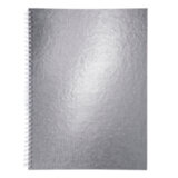 Тетрадь бумвинил А4 96 л., гребень, офсет №1, клетка, "СЕРЕБРО Metallic", HATBER, 077198