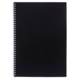 Тетрадь обложка пластик, А4, 80 л., гребень, клетка, HATBER, "VELVET" Черная, 081566
