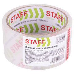 Клейкая лента упаковочная 48 мм x 40 м, прозрачная, толщина 40 микрон, STAFF CLASSIC, 440176