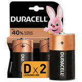 Батарейки КОМПЛЕКТ 2 шт., DURACELL Basic ОРИГИНАЛ, D (LR20, 13А), алкалиновые, блистер