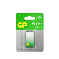 Батарейка 1 шт., GP Super G-Tech, Крона (6LR61, 6LF22, 1604A), алкалиновая, блистер, 1604A-5CR1