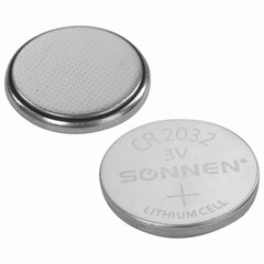 Батарейка литиевая SONNEN Lithium CR2032 &laquo;таблетка, дисковая, кнопочная&raquo; 1 шт., блистер, 451974