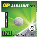 Батарейка GP Alkaline (отрывной блок), 177 (G4, LR626), алкалиновая, 1 шт., блистер, 177FRA-2C10