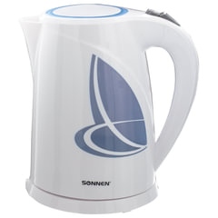 Чайник SONNEN KT-1767, 1,8 л, 2200 Вт, закрытый нагревательный элемент, пластик, белый/<wbr/>синий, 453416