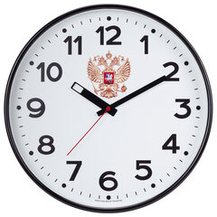 Часы настенные TROYKATIME (TROYKA) 77770732, круг, белые, черная рамка, 30,5&times;30,5&times;5 см