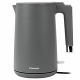 Чайник электрический с двойными стенками SONNEN KT-8719G, 1,5 л, 2200 Вт, графитовый, 454693