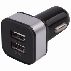 Зарядное устройство автомобильное SONNEN, 2 порта USB, выходной ток 2,1 А, черное-белое, 454796
