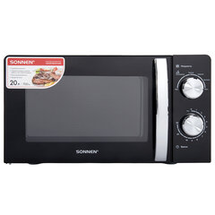 Микроволновая печь SONNEN MW2070BLCR-6MB, 20 л, 700 Вт, таймер, механическое управление, ручка, черная/<wbr/>хром, 454982