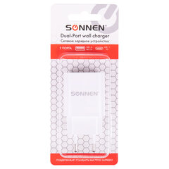 Зарядное устройство быстрое сетевое (220 В) SONNEN, USB QC 3.0 + Type-C PD 20 Вт, 3 А, белое, 455505