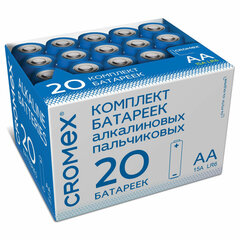 Батарейки алкалиновые &laquo;пальчиковые&raquo; КОМПЛЕКТ 20 шт., CROMEX (КРОМЕКС) Alkaline, АА (LR6, 15А), в коробке, 455593