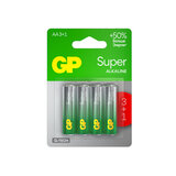 Батарейки КОМПЛЕКТ 4 шт., GP Super G-Tech, AA (LR6,15А), алкалиновые, пальчиковые, ПРОМО 3+1