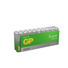 Батарейки КОМПЛЕКТ 20 шт., GP Super G-Tech, AAA (LR03, 24А), алкалиновые, мизинчиковые, 24A-2CRVS20