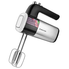 Миксер BRAYER BR1302, 800 Вт, 5 скоростей, 2 венчика, 2 крюка для теста, черный/<wbr/>серебро