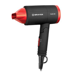 Фен BRAYER BR3040RD, 1400 Вт, 2 скорости, 1 температурный режим, складная ручка, черный/<wbr/>красный