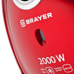 Пылесос BRAYER BR4221, с пылесборником, 2000 Вт, мощность всасывания 380 Вт, черный/<wbr/>красный