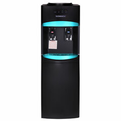 Кулер для воды SONNEN FSC-02W TURBO напольный, ТУРБОНАГРЕВ/<wbr/>ОХЛАЖДЕНИЕ КОМПРЕССОРНОЕ, шкаф, 2 крана, черный, 456171
