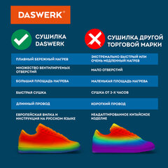 Сушилка для обуви электрическая с подсветкой, сушка для обуви, 10 Вт, DASWERK (ДАСВЕРК), SD3, 456196