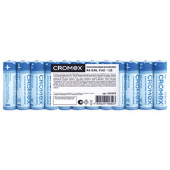 Батарейки алкалиновые &laquo;пальчиковые&raquo; КОМПЛЕКТ 12 шт., CROMEX (КРОМЕКС) Alkaline, AA (LR6,15A), спайка, 456258