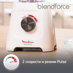 Блендер стационарный MOULINEX LM420110, 600 Вт, 2 скорости, чаша 2 л, пластик, белый
