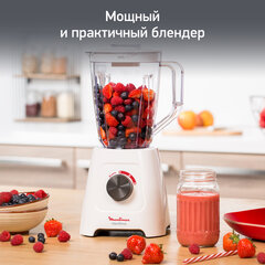 Блендер стационарный MOULINEX LM420110, 600 Вт, 2 скорости, чаша 2 л, пластик, белый