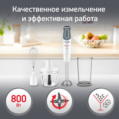 Блендер погружной MOULINEX DD642132, 800 Вт, 10 скоростей, 3 насадки, стакан, белый/<wbr/>серый