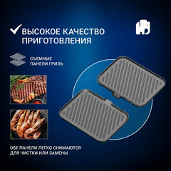 Электрогриль VIXTER ECG-1212, 2000 Вт, съемные панели, регулировка температуры, серебро/<wbr/>черный