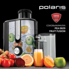 Соковыжималка POLARIS PEA 0829 Fruit Fusion, 800 Вт, стакан 0,35 л, емкость жмыха 1 л, пластик, сталь/<wbr/>черный, 15935