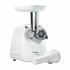 Мясорубка BOSCH MFW2500W, 1500 Вт, производительность 1,7 кг/<wbr/>мин, металлический шнек, пластик, белая