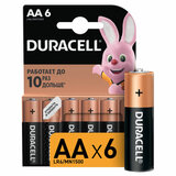 Батарейки КОМПЛЕКТ 6 шт., DURACELL Basic ОРИГИНАЛ, АА (LR6,15А), алкалиновые, пальчиковые