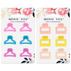 Крабы для волос НАБОР 6 шт., 2,5 см, soft touch, АССОРТИ, MONTE VITA (МОНТЕ ВИТА), 457029