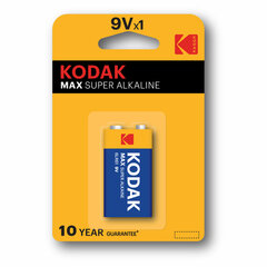 Батарейка алкалиновая 1 шт. KODAK Max Super Alkaline, Крона 9V (6LR61, 6LF22, 1604A), блистер